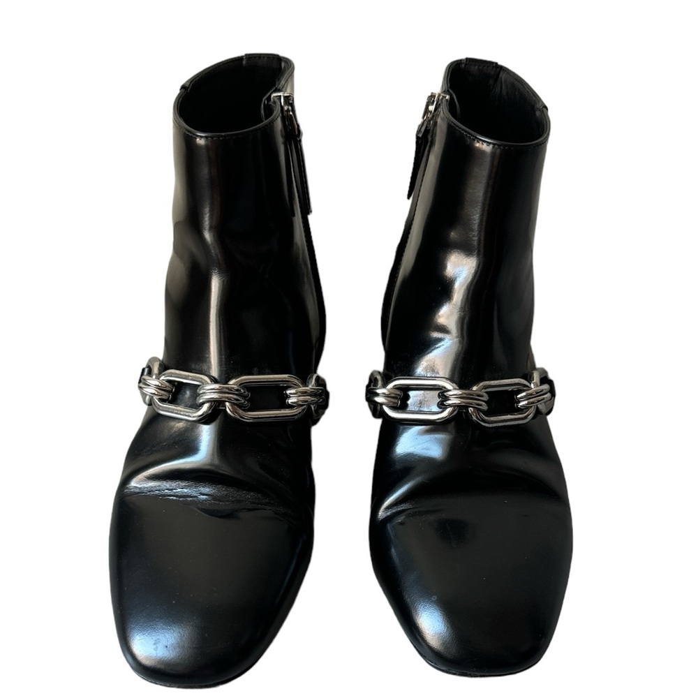 Michael Kors Lennox Patent Leather Ankle Boots With Chain Detail